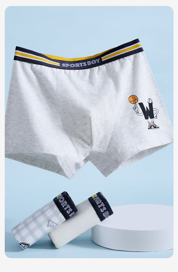 Cosmo Lady Boys' Cotton Underwear A-Class Student Boxer Shorts for Middle and High School Boys, 3-Pack 3