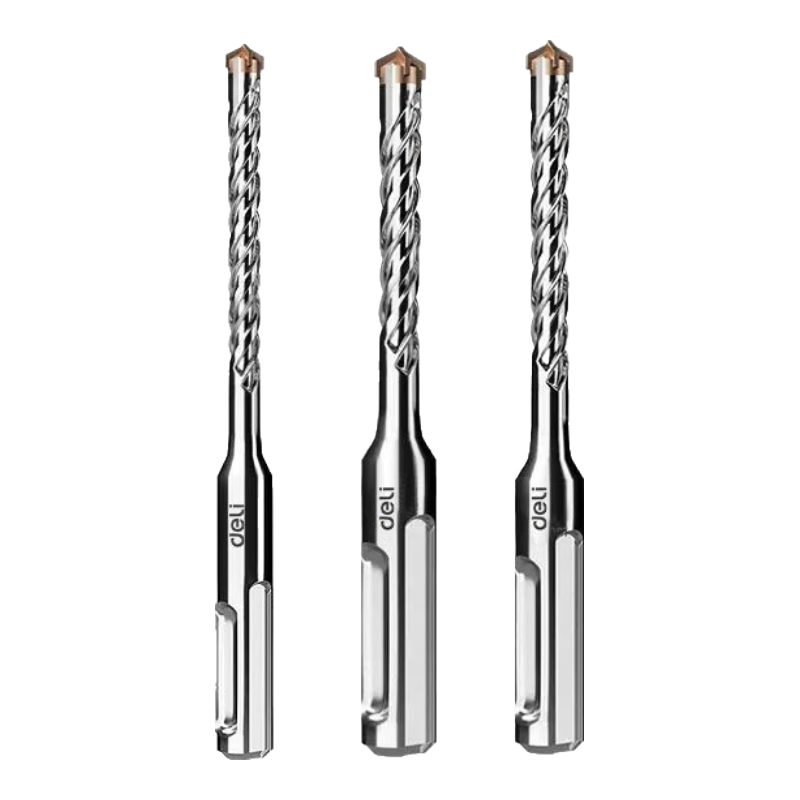 Deli Electric Hammer Impact Drill Bit for Drilling, Slotting, Cement Concrete Cross Round Shank [6+8+10]*150mm
