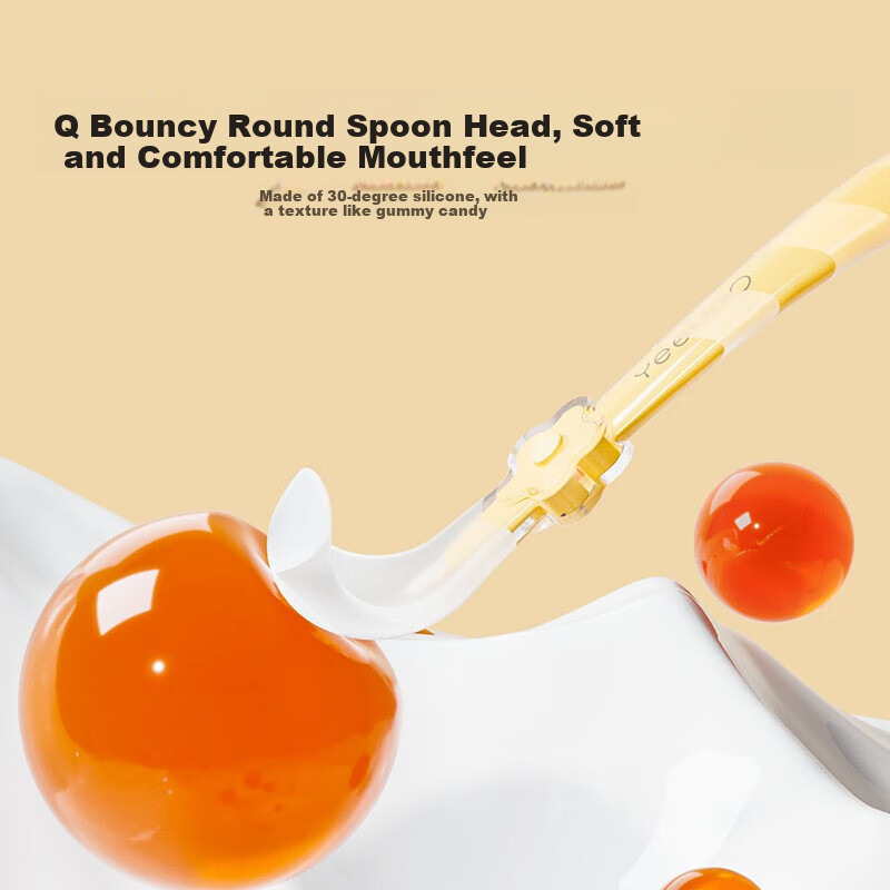 YEEHOO Silicone Spoon for Baby Food, Infant Feeding Spoon, Newborn Water Feeding Silicone Soft Spoon, Tableware for Milk And Rice Powder - Maple Yellow