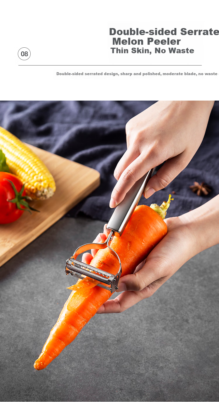 MAXCOOK Cookware Set Including Wok, Cutting Board, Chef's Knife, Fruit Knife, Scissors, Wooden Spatula, Spoon, Rice Spoon, 8-Piece Kitchen Utensil Set MCTZ005 9