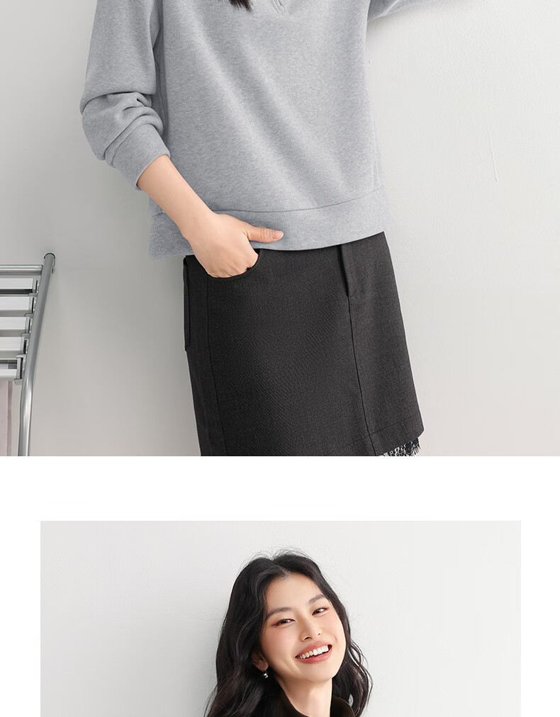 Urban Beauty Women's Polo Collar Sweatshirt Autumn 2026 New Half-Zip Casual Versatile Fleece-Lined Thickened Short Jacket for Spring and Autumn 10