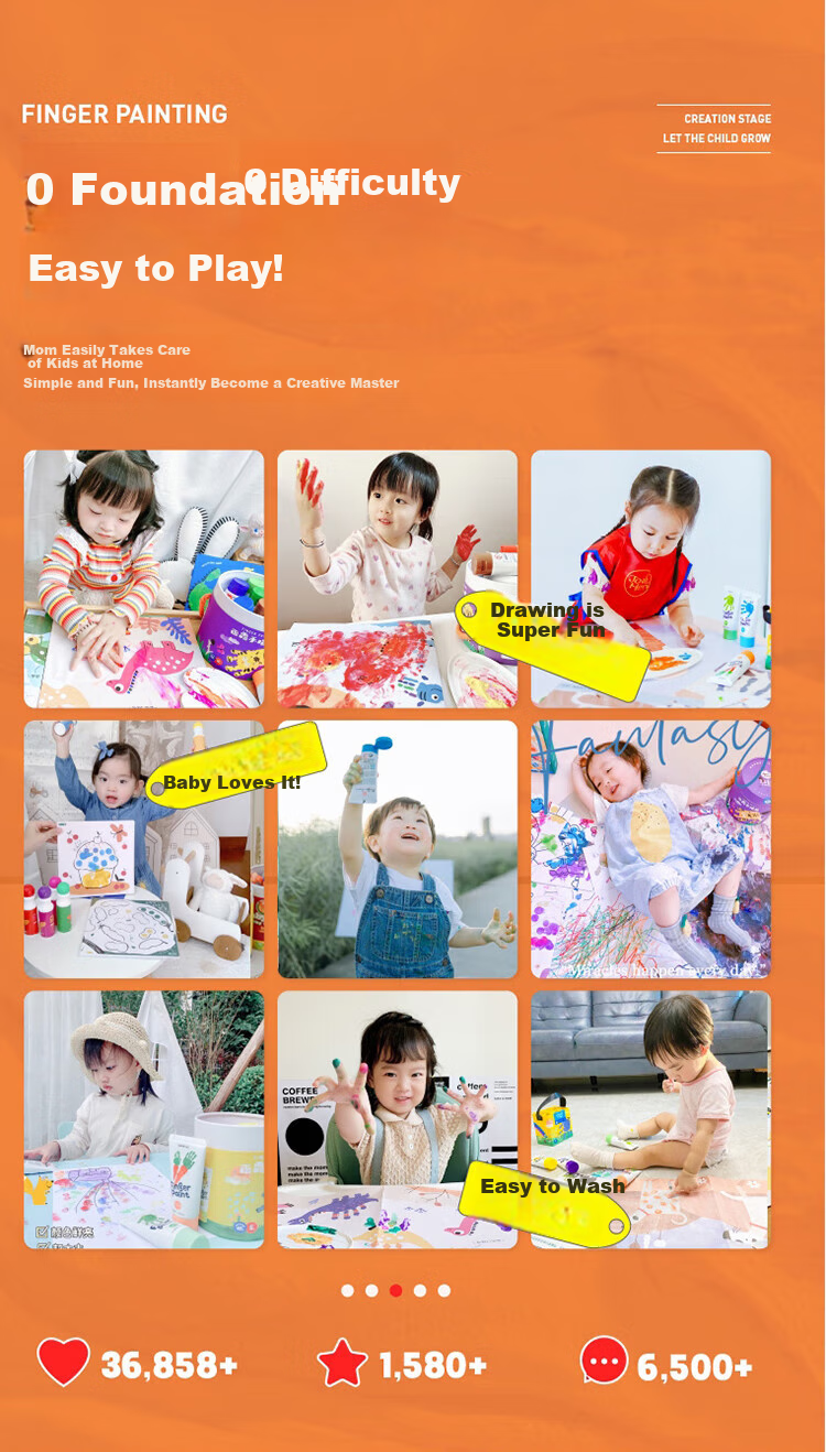 Meiletongnian Finger Paint for Ages 1-4, Washable Finger Painting Toy for Toddlers And Children, Doodle And Drawing Set, Birthday Gift 5
