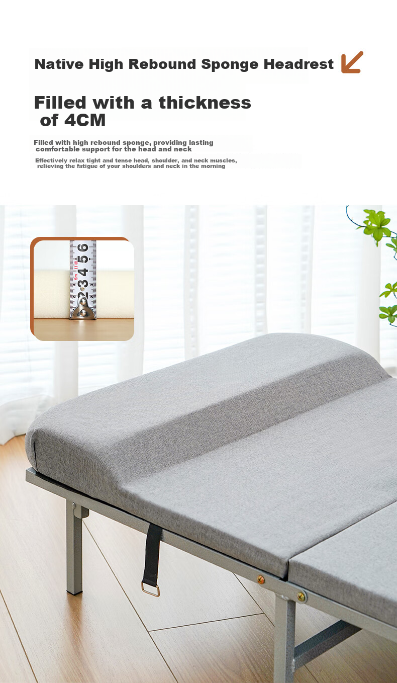 Restar Folding Bed Office Nap Essential Hospital Companion Bed Comfortable Wooden Sponge Single Nap Bed 80cm 3