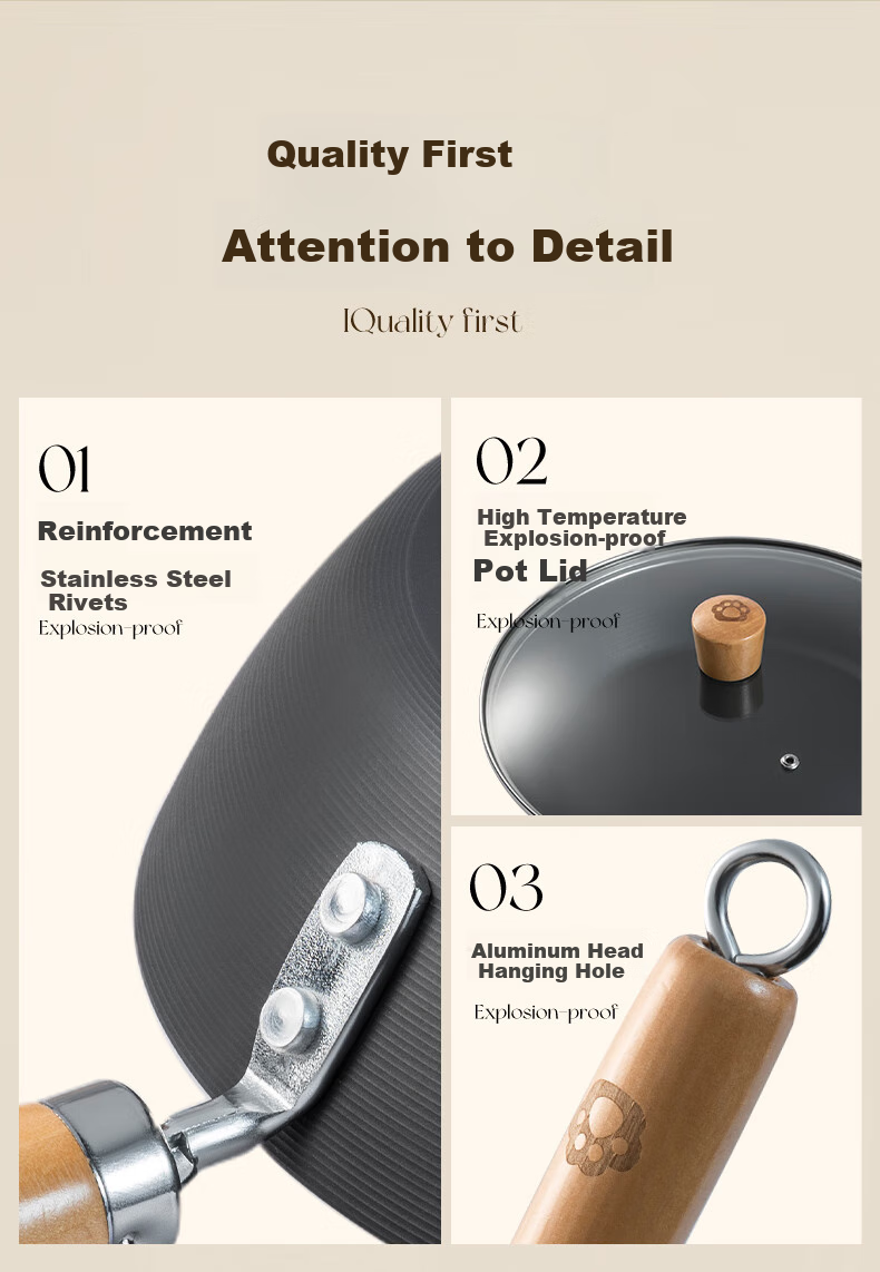 Suncha Non-Stick Frying Pan, Uncoated Steak And Egg Pan, Low-Smoke Cooking Pan, Compatible with Induction And Gas Stoves, 26cm 16