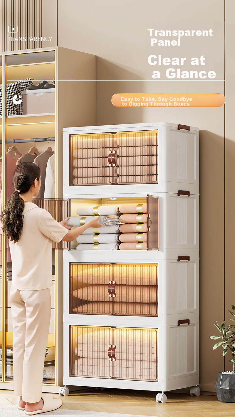 JEKO&JEKO No-Installation Storage Cabinet, Toy Organizer, Children's Wardrobe, Storage Shelf, Storage Box, 60cm Width, Three Layers 6