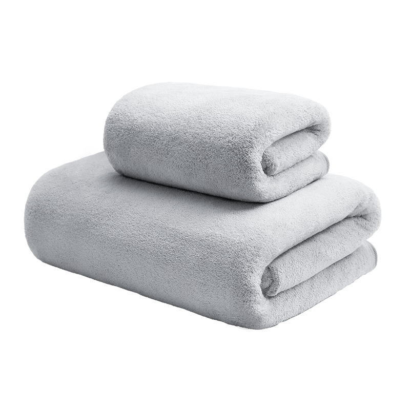 HOYO Japanese Adult Bath Towel Set, Class A Snow Smooth Velvet Towel And Bath Towel, Two-Piece Set, Soft Absorbent Quick-Drying Bath Towel, Gray Sports Style