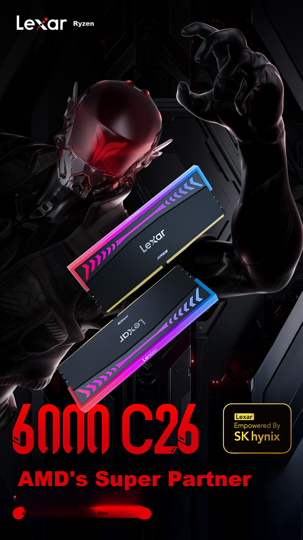 Lexar DDR5 6000 128GB (64GB×2) RGB Gaming Memory CL32 Hynix ARES War God Blade II Black 2