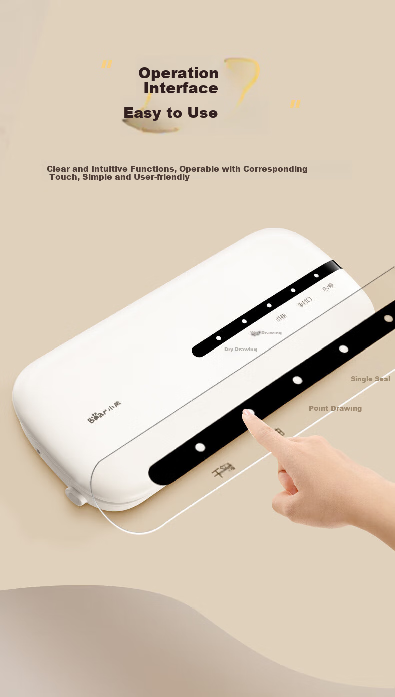 Bear Vacuum Sealer Multi-Use for Dry and Wet, High Power, Strong Suction, Automatic Small Household and Commercial Vacuum Packaging Sealer, Vacuum Compression Plastic Sealing Machine, Odor Prevention, 13