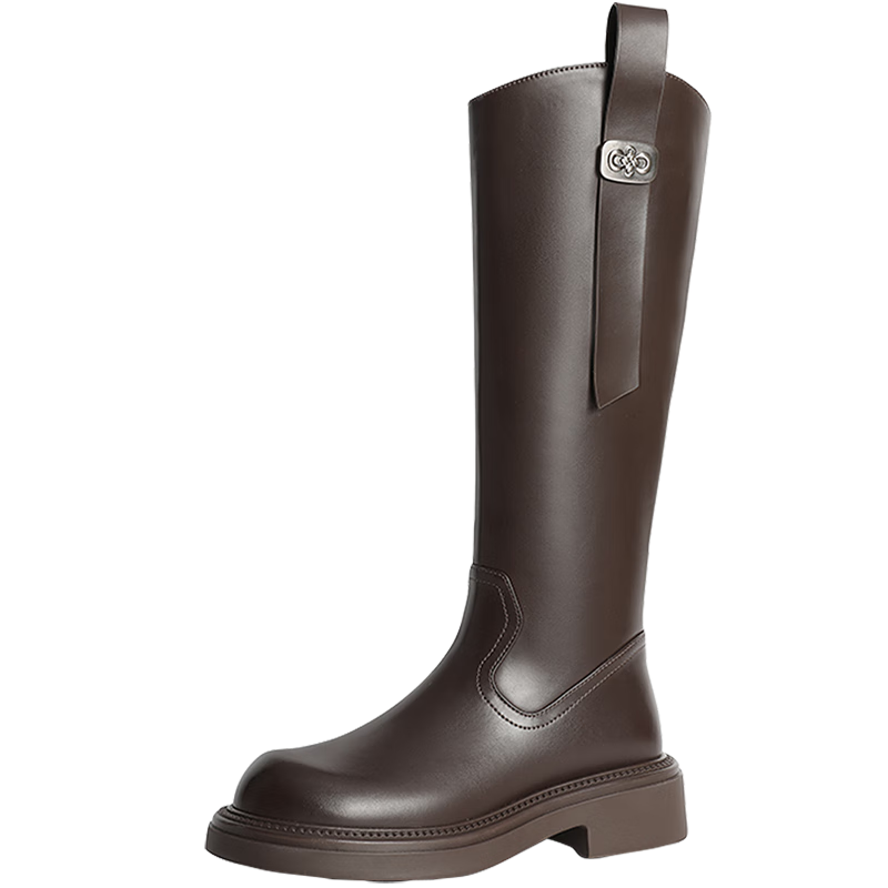 SENDA Women's Warm Slimming Elegant Over-Knee Boots ZTE44DG4, Brown Fleece Lining, Size 38