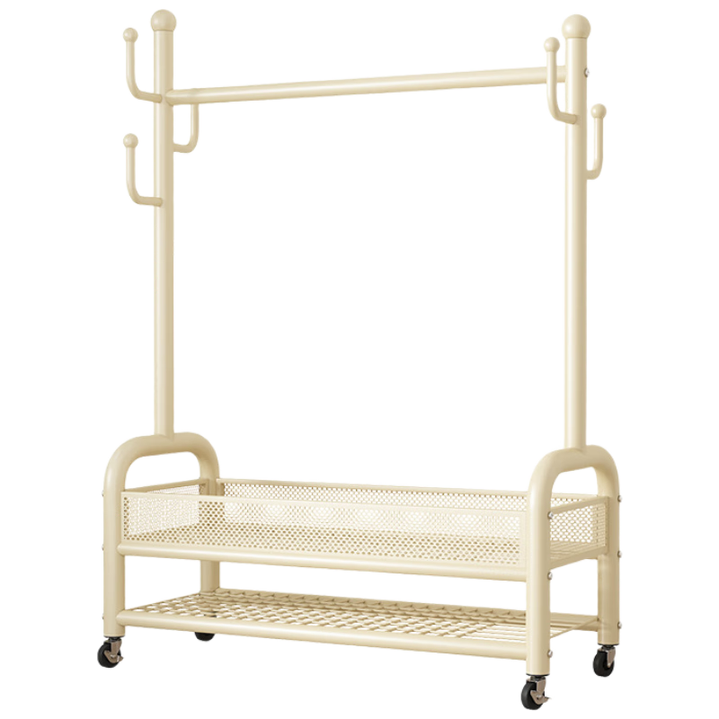 Antjia Floor Standing Clothes Hanger Coat Rack Mobile Home Simple Storage Rack Milk White 80cm