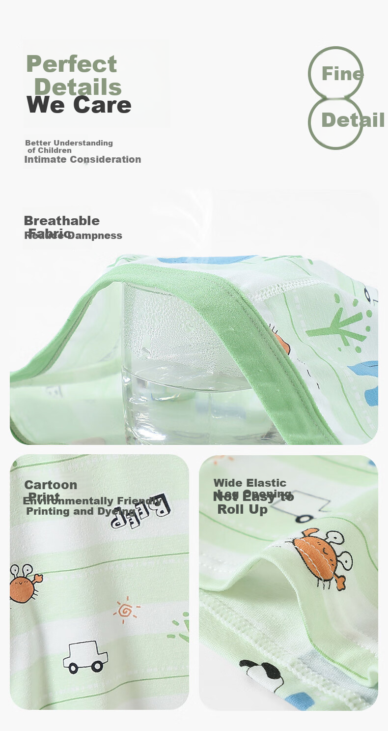 FENTENGCARE Children's Underwear [Class A Cotton, 7A Antibacterial] 6-Pack Boys' New Cartoon Pure Cotton Crotch Boxer Briefs for Boys 9
