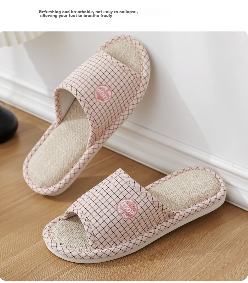 Huameijianbu Linen Slippers, Indoor Non-Slip, All-Season, Sweat-Absorbing, Breathable Cotton And Linen Slippers, HM6106, Gray, Size 42-43 10