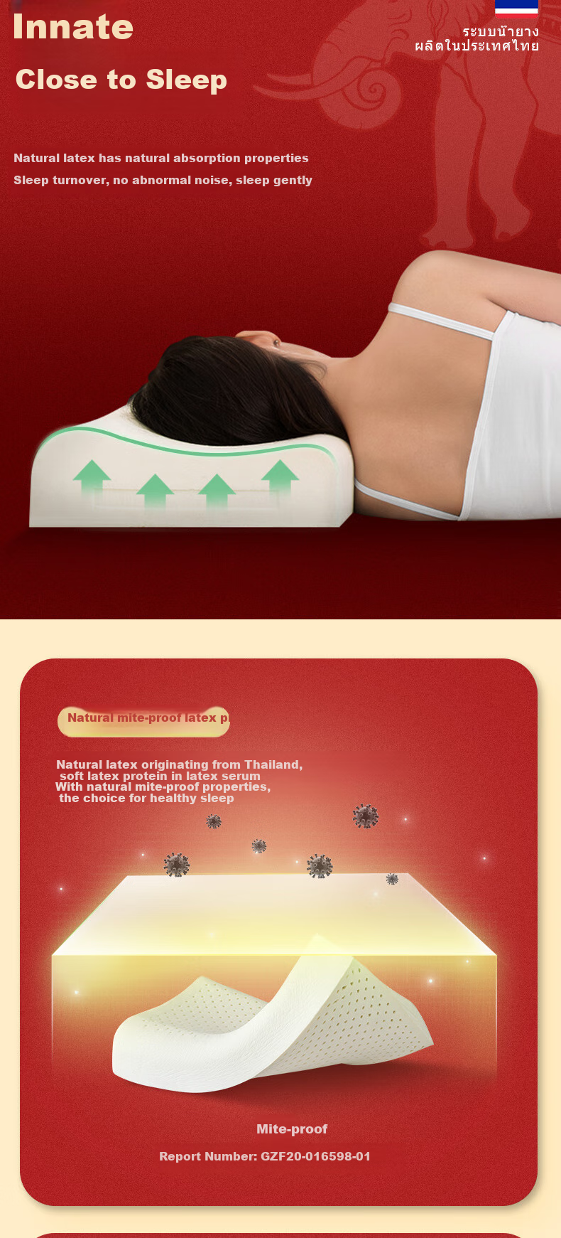 Latex Systems Thailand Original Latex Pillow Core, 94% Content, Wedding Couple Sleep Wave Breathable Pillow, Gift Box Set of Two 7