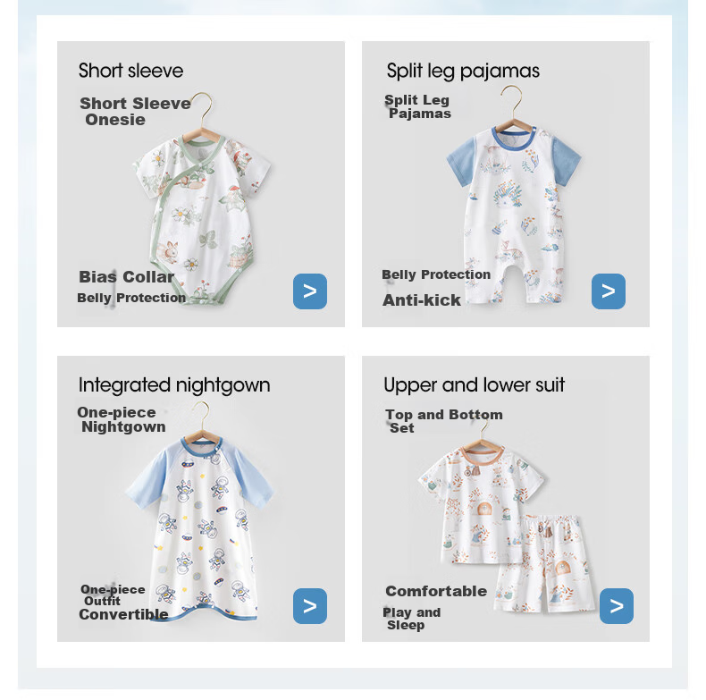 Beitaisi Baby Clothes, Summer Thin, for Boys And Girls, Cotton Onesie, Newborn Romper, Short-Sleeve Pajamas, Air Conditioning Wear 1