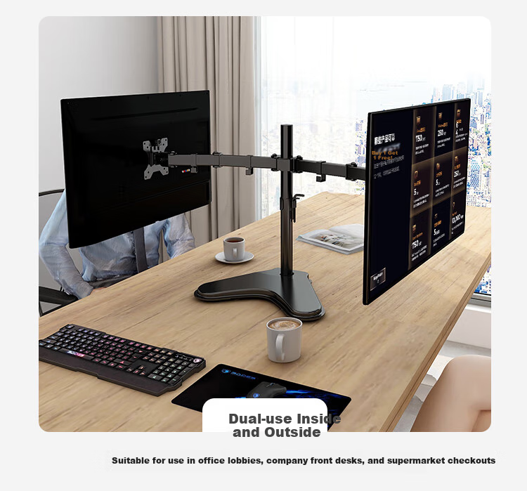 ATSCORE Dual Monitor Stand, Computer Stand for Two Screens, Display Riser And Bracket, Left And Right Dual Screen Support, 10-32 Inches 8