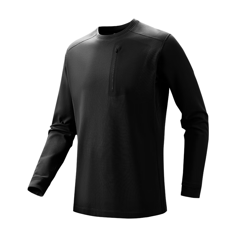JD Original Winter Fleece Quick-Dry Shirt for Men, Sports Hiking Mountaineering Long-Sleeve Top Thermal Underwear, Black Truffle, M