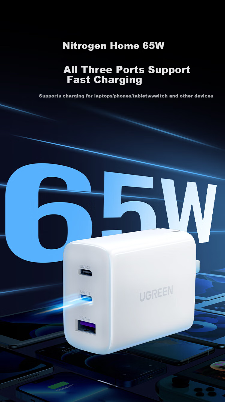 UGREEN [18 Fast Charging] 65W Apple Charger Compatible with IPhone 18 Pro Max/Duo, 60W/45W GaN Charging Head Set for Xiaomi, Huawei Phones And Laptops 1
