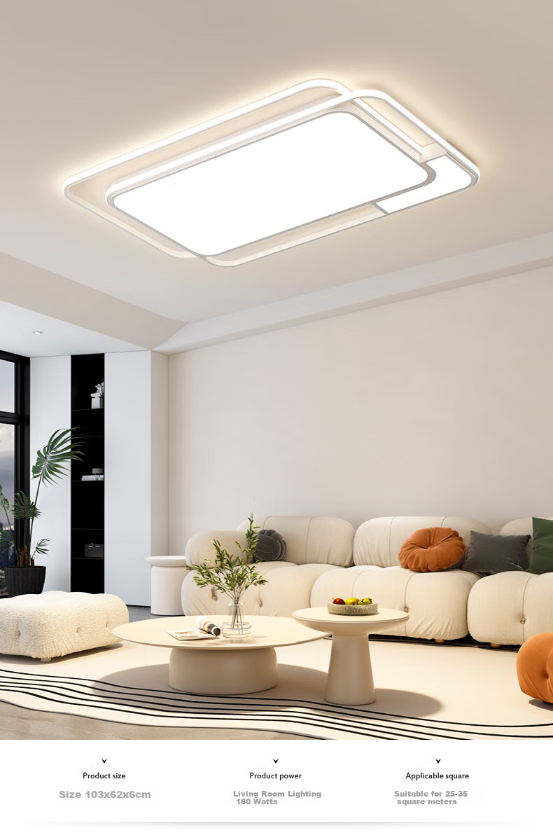 MICOE Eye-Protecting LED Ceiling Light for Living Room, Nordic Style Simple Zhongshan Lighting White Silver Series 7