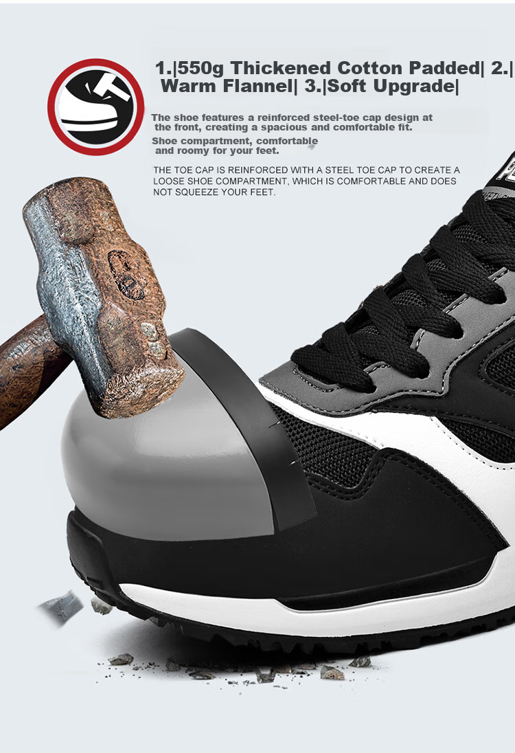 PEAK PEAK Safety Shoes with Steel Toe Cap, Anti-Smashing And Puncture-Resistant, Breathable Mesh Upper, Comfortable All-Season Style, Black LR72218, Size 44 2