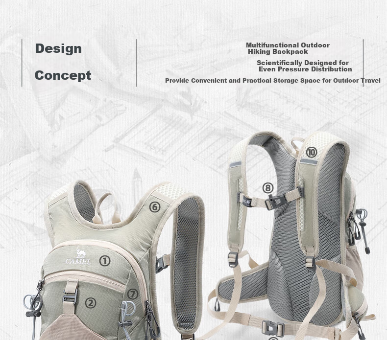 CAMEL Outdoor Hiking Backpack, Lightweight Running Sports Bag for Men And Women, Trail Running Cycling Travel Backpack 1152253010A 3