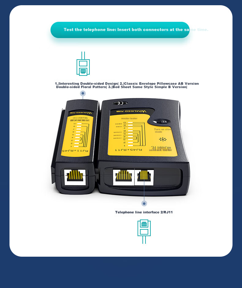WANJEED (OFNPFTTH) Network Cable Tester, Multifunctional Network Tester, Line Tester, RJ45/RJ11 Network Cable And Telephone Line Signal Continuity Detector with Battery, WJ-1113 11