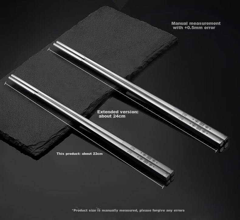 Suncha 316L Stainless Steel Chopsticks, Non-Slip And Mold-Resistant, for Home And Hotel Use, Dishwasher Safe, Koi Round Chopsticks, 10 Pairs 6