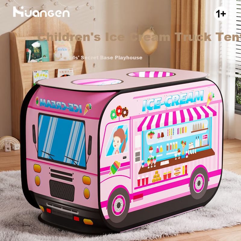 Huangen Children's Tent, Oversized Ice Cream Truck, Indoor Playhouse for Home Use, Outdoor Camping, Pretend Play Toys, Baby Gift