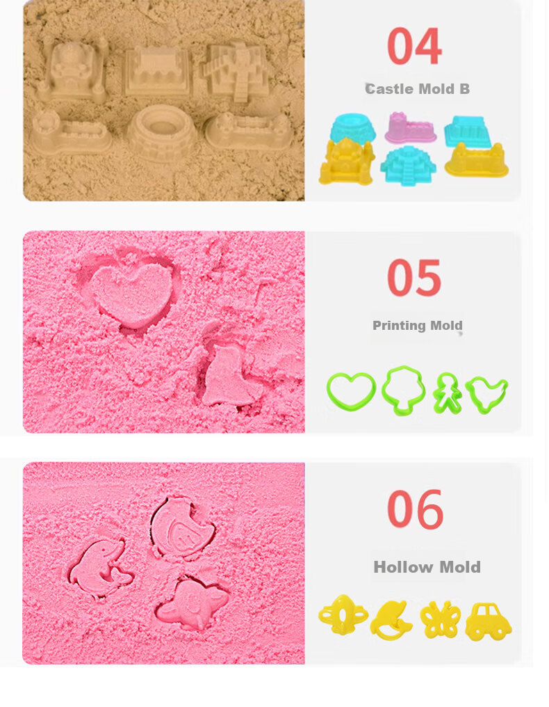 Letrel Children's Space Toy Sand Set, Beach Castle Digging Tools, Safe Non-Toxic Non-Sticky Hands, Gift for Boys And Girls 11