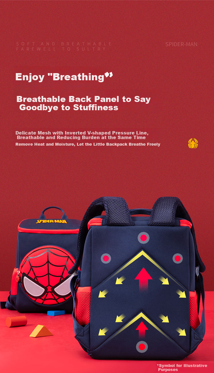 Disney Children's Backpack for Kindergarten Ages 3-6, Lightweight Breathable Outdoor Travel High-Quality Boys' Backpack Small Bag Spider-Ma 5