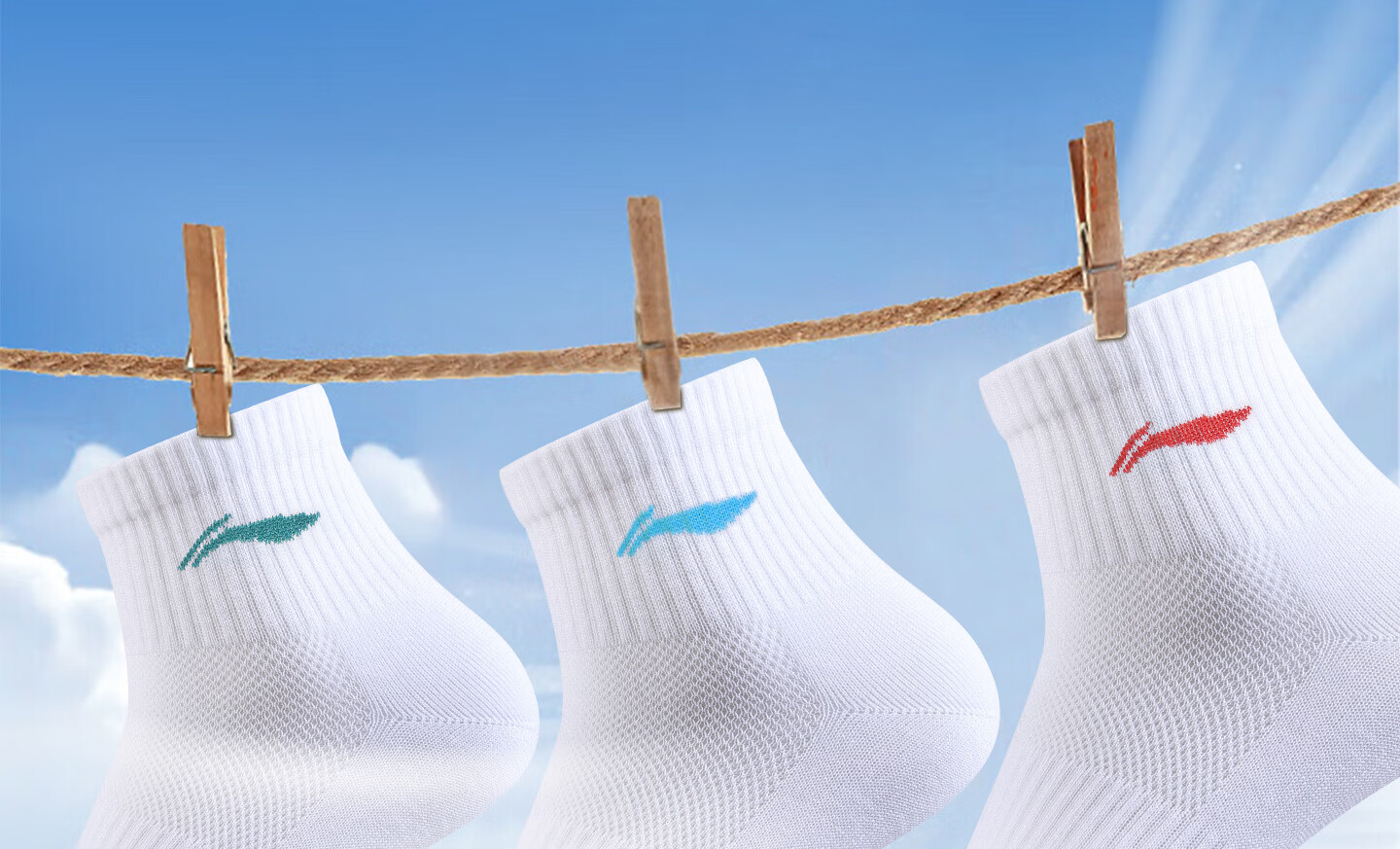 Li-Ning 3 Pairs Short Sports Socks Unisex Running Socks Summer Youth Cotton Sweat-Absorbent Breathable White XL 19