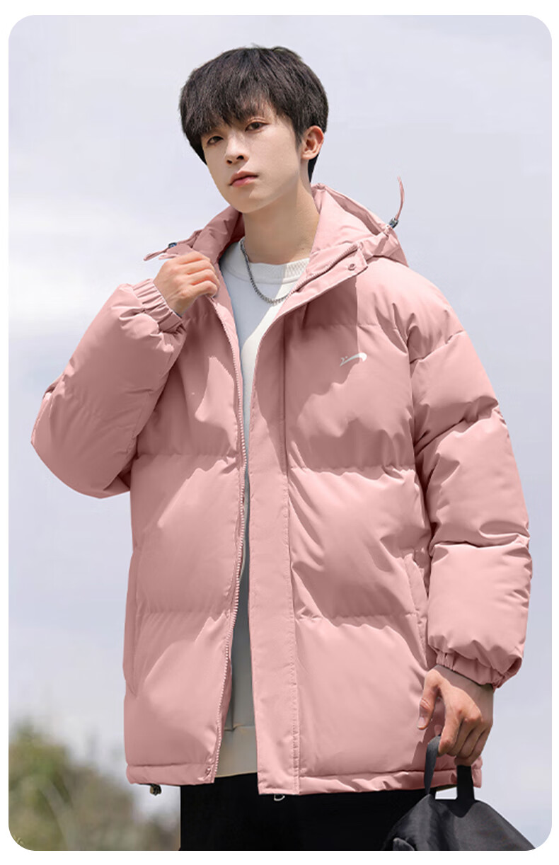 Guirenniao Autumn Winter Men's Hooded Cotton Padded Jacket Thickened Warm Windproof Coat Gray Green 2XL 17