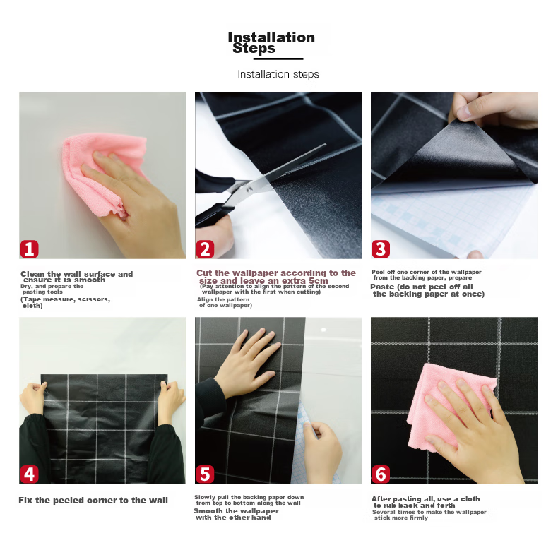 Modouyu Self-Adhesive Wallpaper Sticker, 0.45*10 Meters, Waterproof, Concealing, Renovation, Wall Decoration, Light Gray Wallpaper 16
