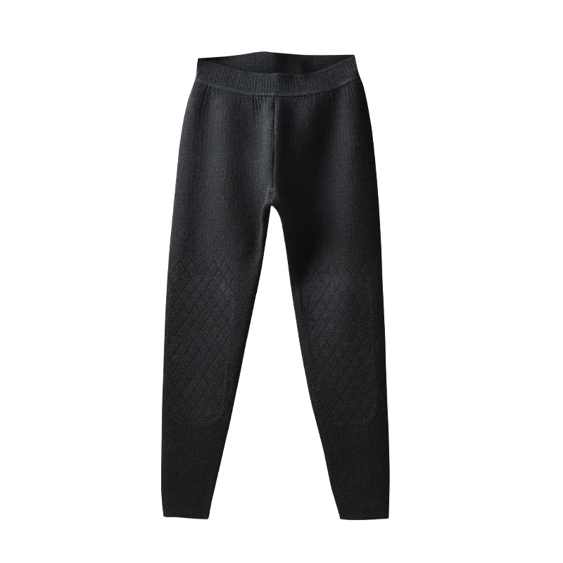 LangSha Thermal Cotton Wool Men's Thickened Fleece Lined Heat Retaining Base Layer Pants Winter Knee Support Patch Waist Thick Fleece Long Johns