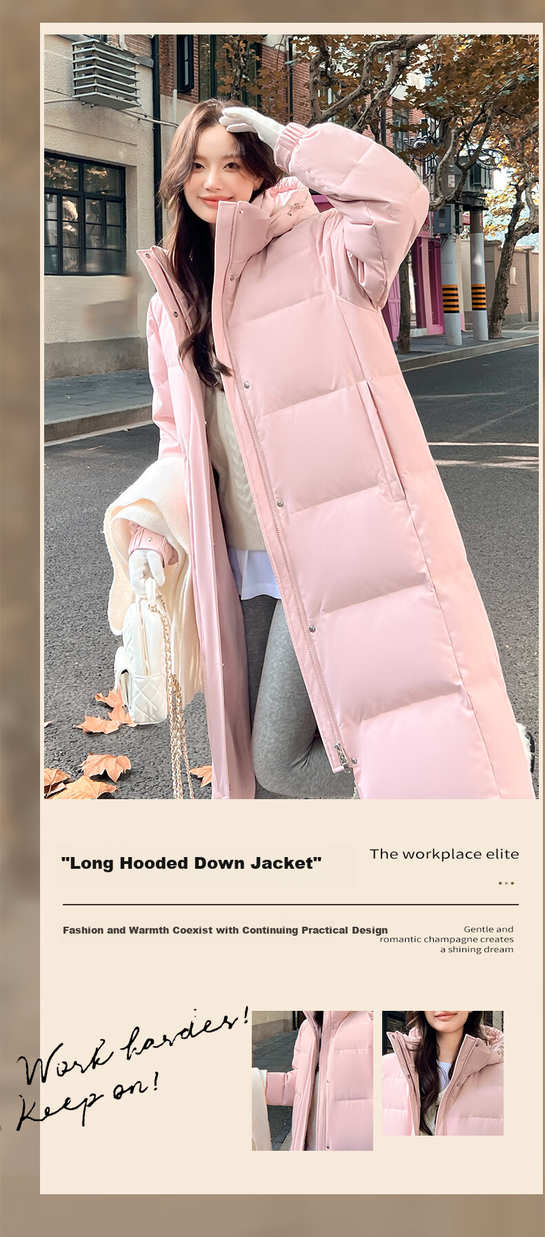 Yalu Solid Color Long down Coat for Women, Winter 2026 New Style, Loose-Fitting Over-Knee Thickened Warm Couple's Mid-Length Coat for Outdoor Activities 1