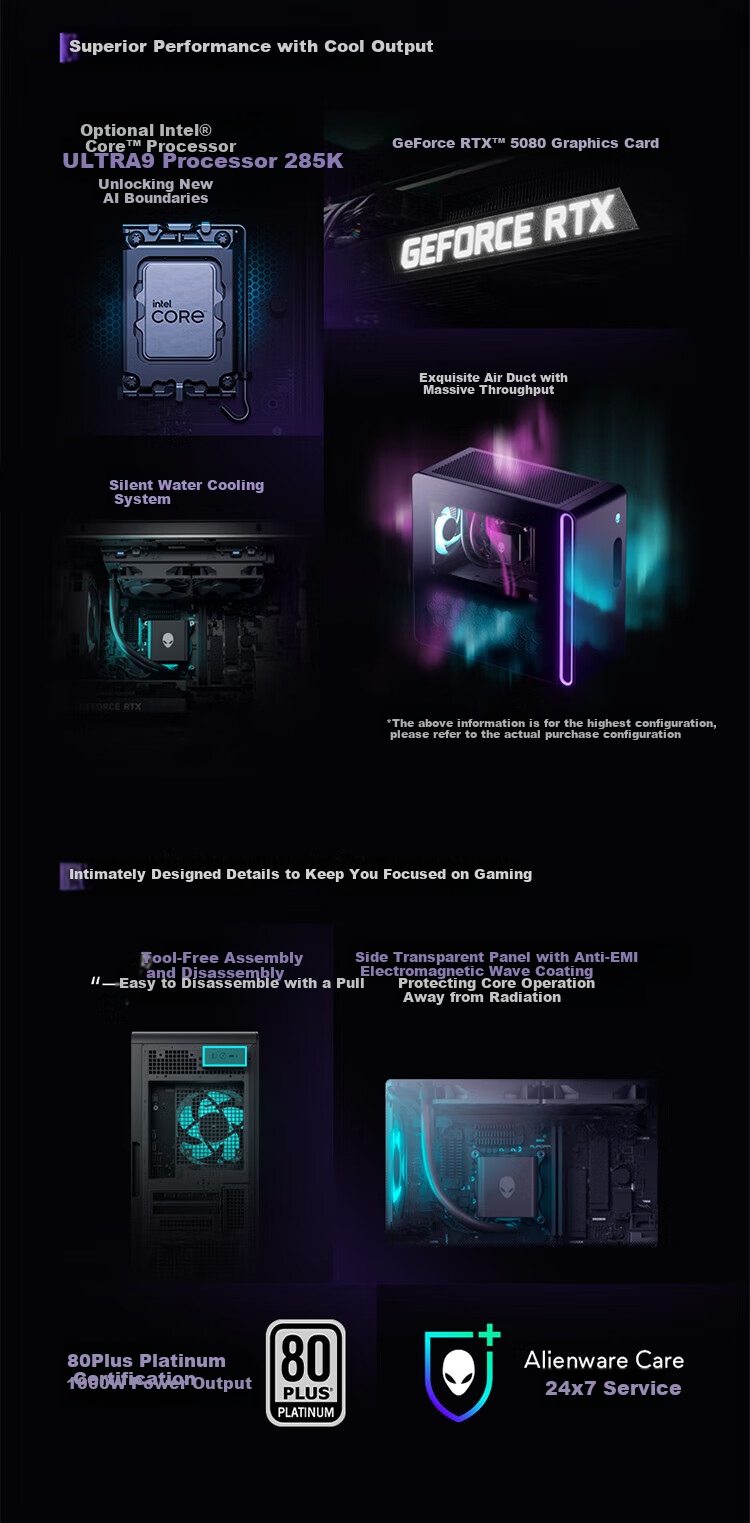 Alienware Desktop Starship R17 High-End Gaming PC (Ultra9, 32GB RAM, 1TB Storage, RTX50 Series GPU) Water-Cooled AI Training Black Myth: Wukong Design Statio 1