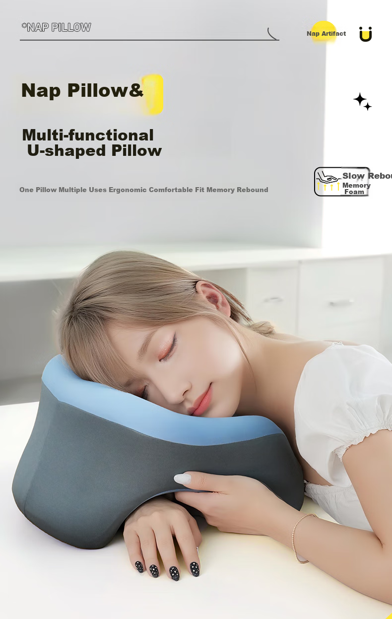 WITGOER [Includes Portable Storage Box] Nap Pillow, Face-Down Sleeping Small Pillow, Office Nap Aid, U-Shaped Desk Pillow for Students 13