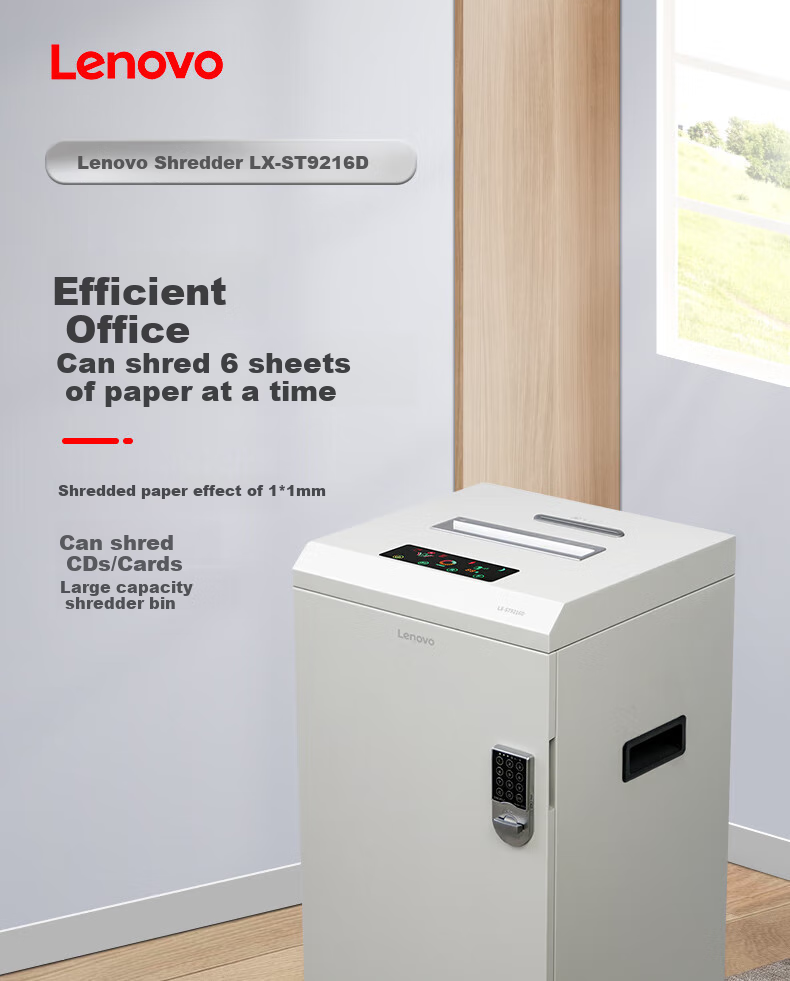 Lenovo LX-C8115 Paper Shredder, 15 Sheets Per Pass, Security Level 4, Can Shred Documents/ Staples/credit Cards/discs, 20 Minutes, Three-Entry Desig 1