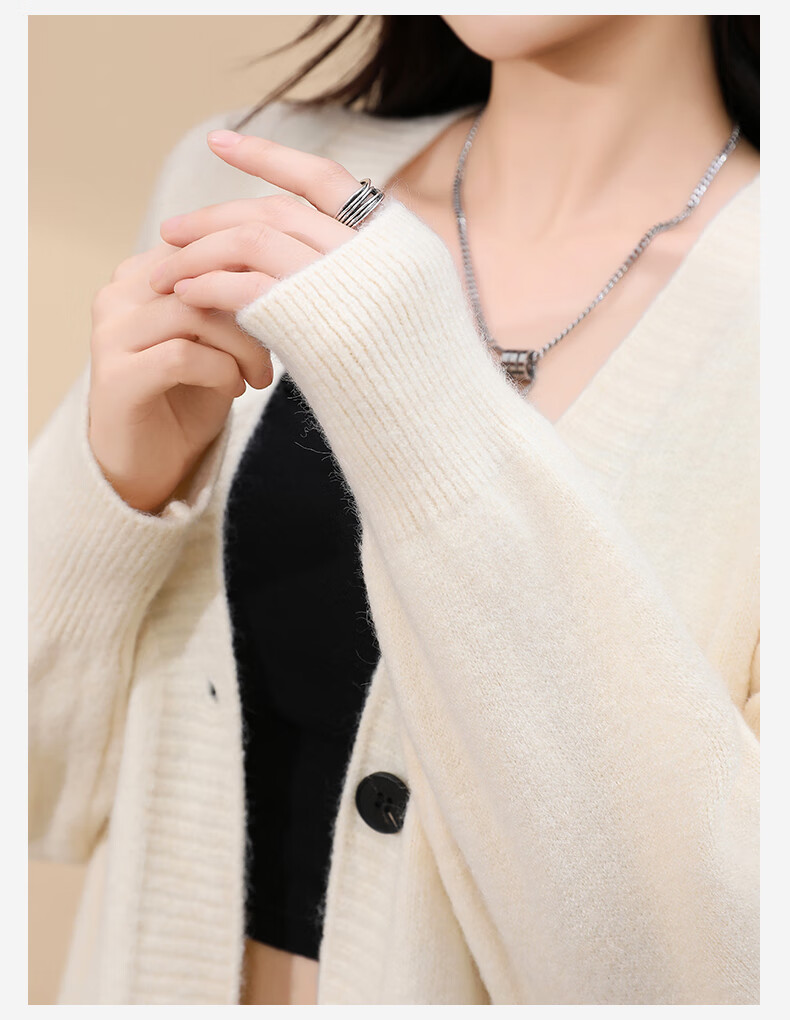 Yishangmei Women's Knitted Cardigan Autumn Winter 2025 New Lightweight V-Neck Sweater Petite Loose Lazy Style Jacket 5
