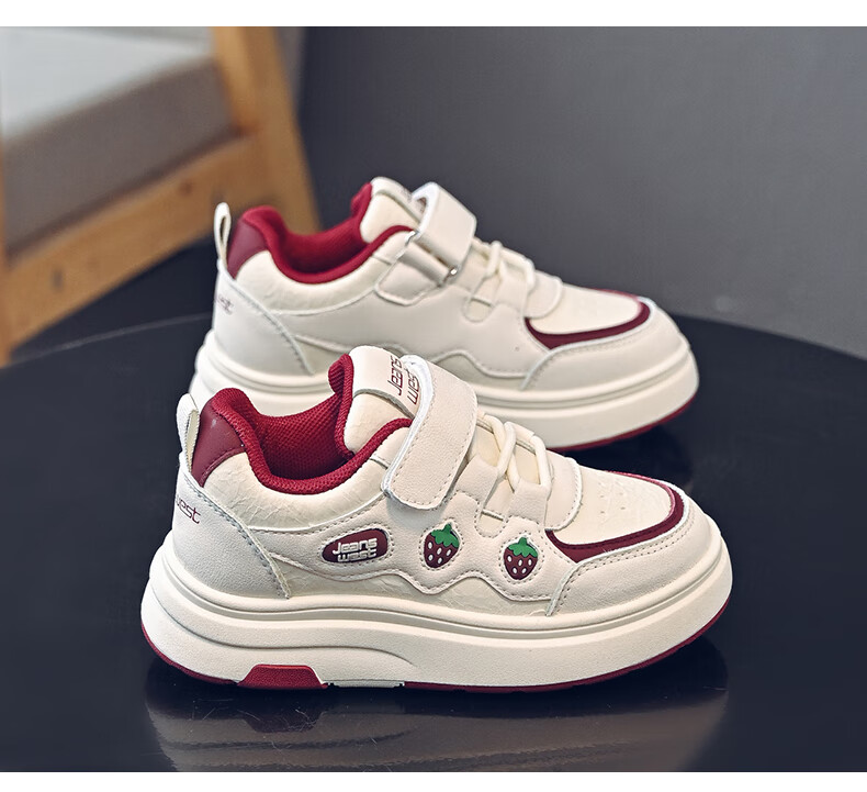 Jeanswest Kids Sweet Cute Velcro Girls' Casual Sneakers D1A006 Rice Wine Red Size 36 5