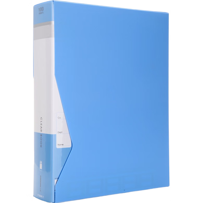SUNWOOD 100-Page Standard Document Binder/Loose-Leaf Storage Binder/Insert Pocket File Folder/Slant Inner Pocket Office Supplies Blue F100AK-1