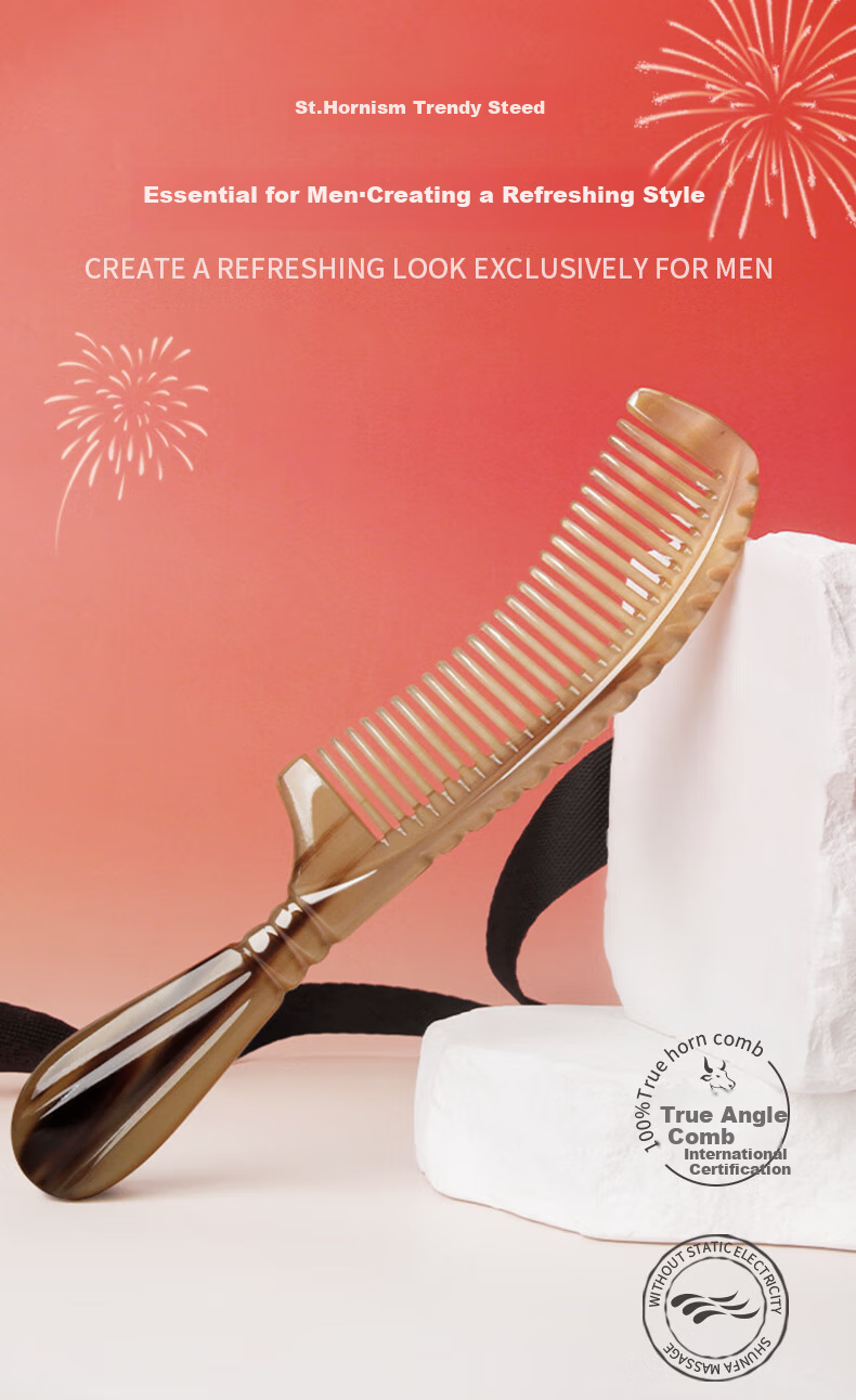 Chaojun Authentic Natural Ox Horn Comb, Thickened Scalp Massage Meridian Tool, Birthday Gift for Women Friends And Wives, Mid-Autumn Festival Gift, Practical High-End Present for Parents, Elders, And Clients 1