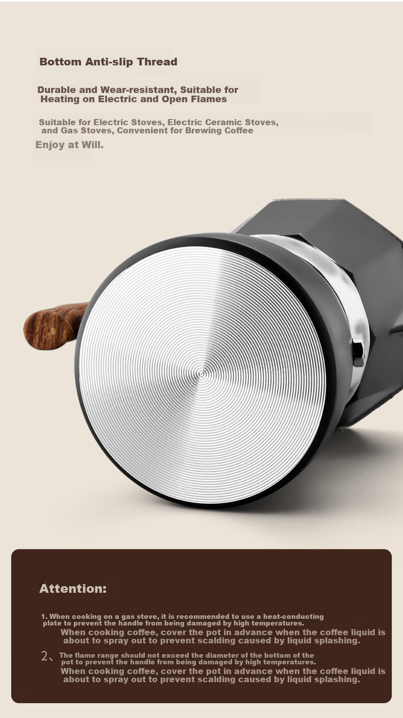 CLITON Mini Moka Pot Electric Stove Ceramic Stove Coffee Maker Tea Maker Tea Brewing Stove Heating Stove Round Edge Off-White 8