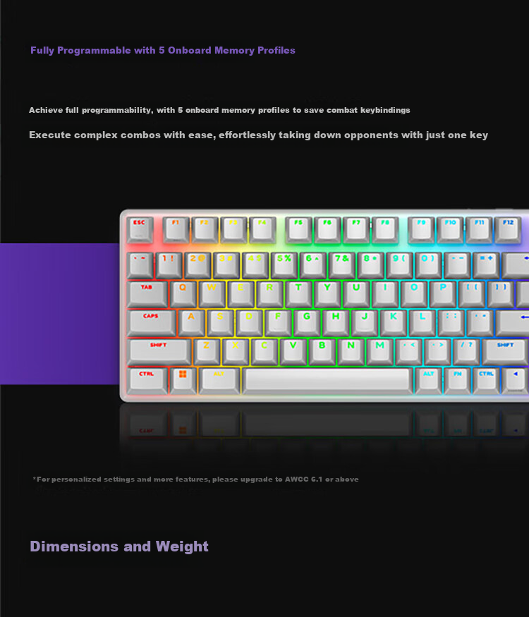 Alienware Pro Professional Edition Three-Mode Wireless Compact TKL Gaming Mechanical Keyboard for Home And E-Sports, Long Battery Life, Hot-Swappable, Holiday Gift, White 10