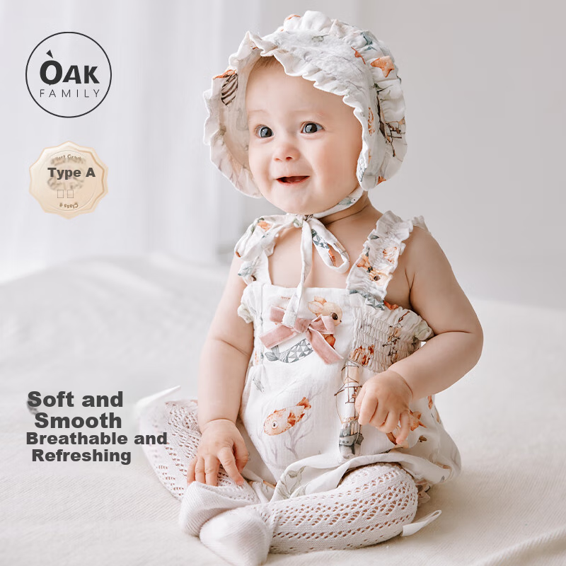 OAK FAMILY New Baby Romper, Summer Children's Girls' Triangle Bodysuit, Suspender Vest, Little Mermaid, 59cm