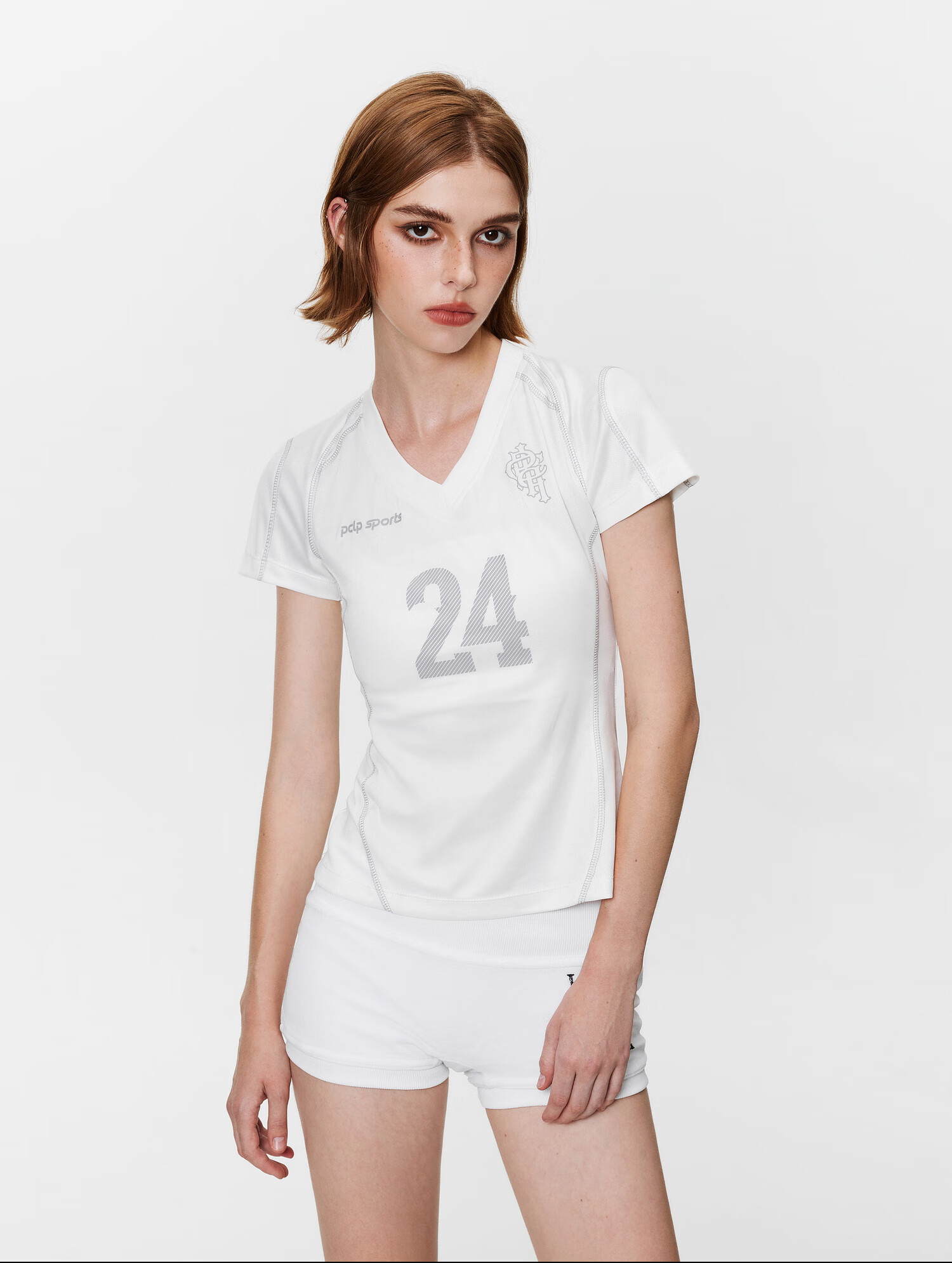 PCLP V-Neck Digital Football Short Sleeve Summer Slim Fit American Sports T-Shirt for Women Blue S 3