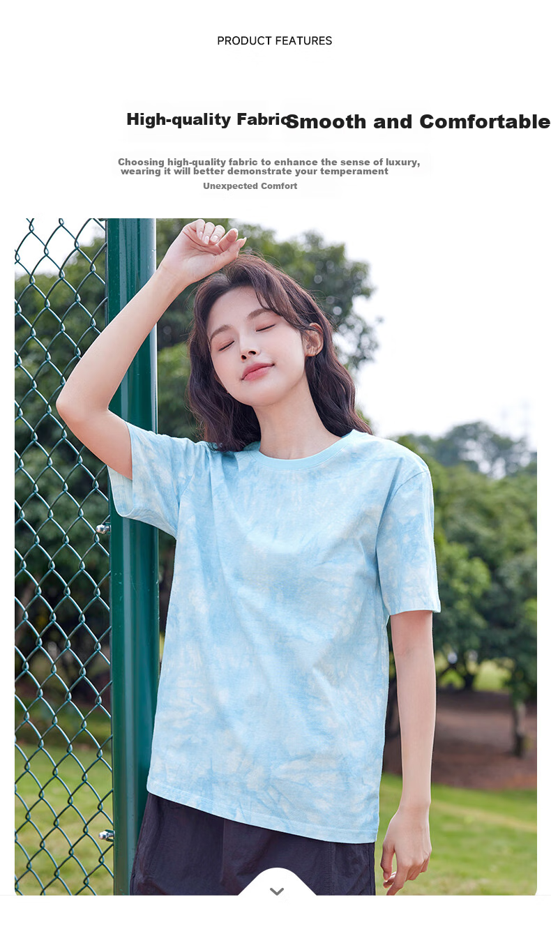 Baleno 100% Pure Cotton Dopamine Tie-Dye Short-Sleeve T-Shirt for Women, Summer 2026 New Round Neck Loose Half-Sleeve Women's Clothing 10