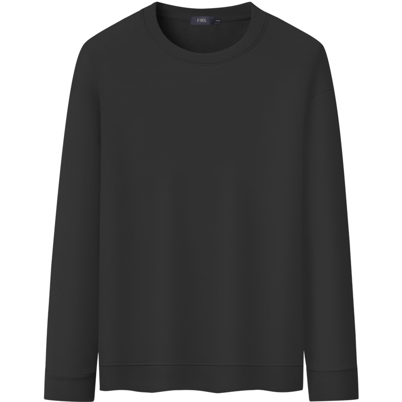 FIRS Fleece-Lined Thickened Men's Sweatshirt Autumn Winter Warm Skin-Friendly Business Casual Solid Color Crew Neck Top