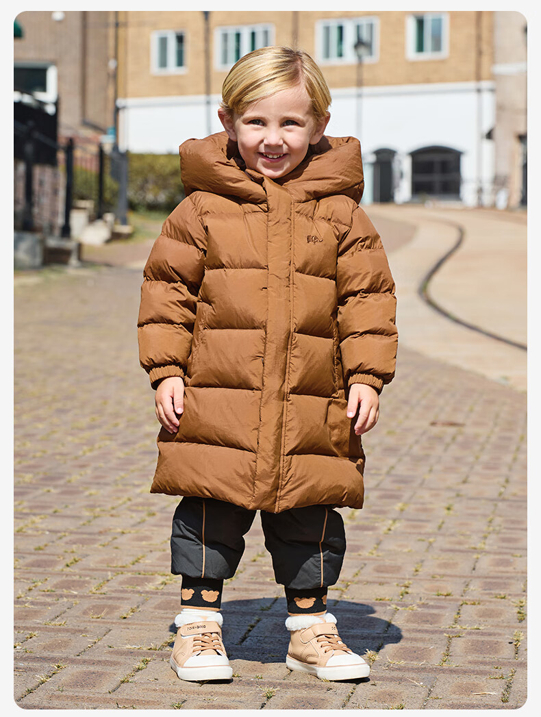 DAVE & BELLA Kids Long Down Jacket Boys Winter Coat Girls Three-Proof Outerwear Baby Toddler Winter Clothes 2