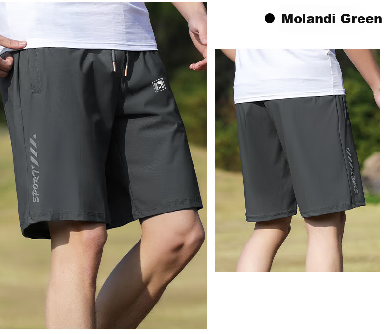 ROMON Men's Summer Ice Silk Breathable Quick-Dry Outdoor Loose Fit Sports Shorts ZH23366 Gray 5XL 10