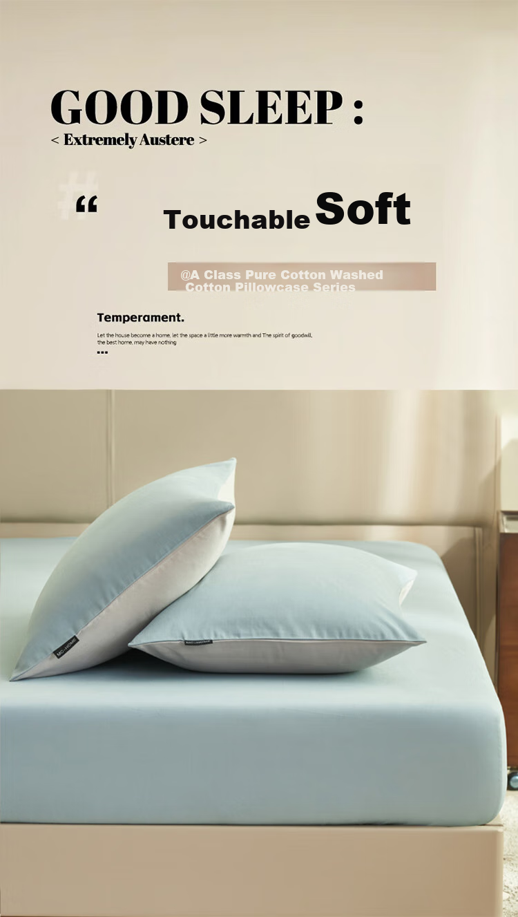Wuyinliangpin Pillowcase Set, A-Class Pure Cotton, Home Use, Single Pillow Cover And Inner, Anran Blue, 48*74cm 1